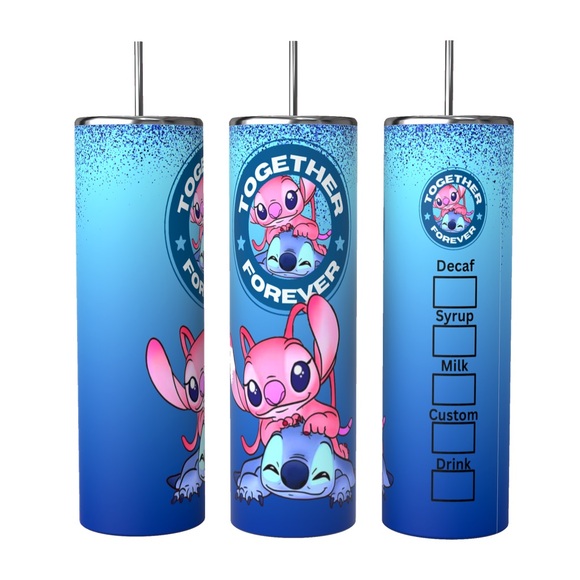 TOGETHER FOREVER 20oz STAINLESS STEEL SUBLIMATED TUMBLER HIS& HERS - Picture 7 of 11